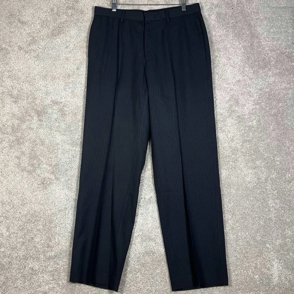 Calvin Klein Suit Mens XL 33x32 Grey Pinstripe 3 Button Blazer Trousers Set